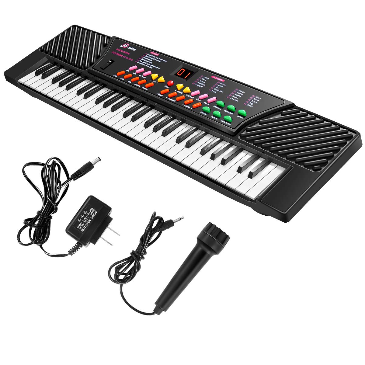 Tangkula Clavier électronique 54 touches pour enfants débutants avec micro et adaptateur, clavier de piano (Noir)
